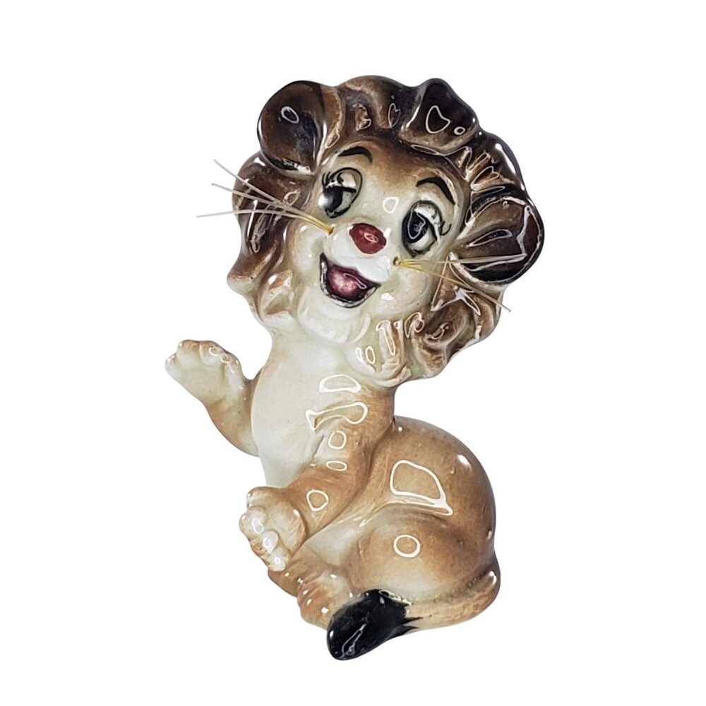Vintage Lion Male With Whiskers Miniature Figurine Wild Animal *Repaired*